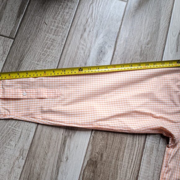 Kenneth Cole Reaction Men’s Medium Orange Gingham Dress Shirt No Iron - Picture 8 of 8